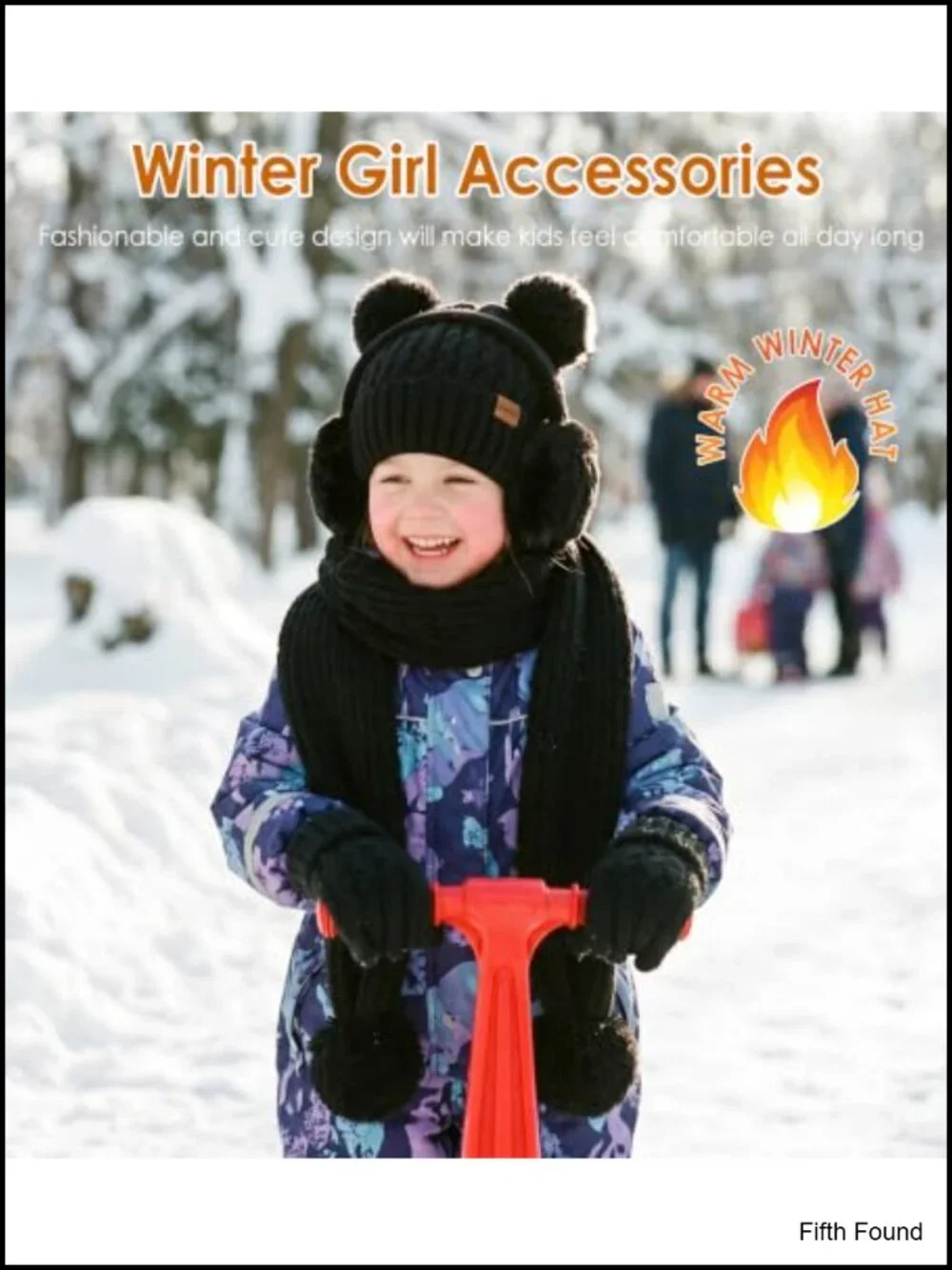 Kids Winter Hat Gloves Scarf Earmuffs 4Pc Set Acrylic Polyester